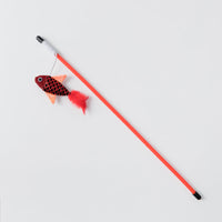 HKM-241171 Interactive Fish Pattern Cat Toy Stick with Soft Flannelette Material