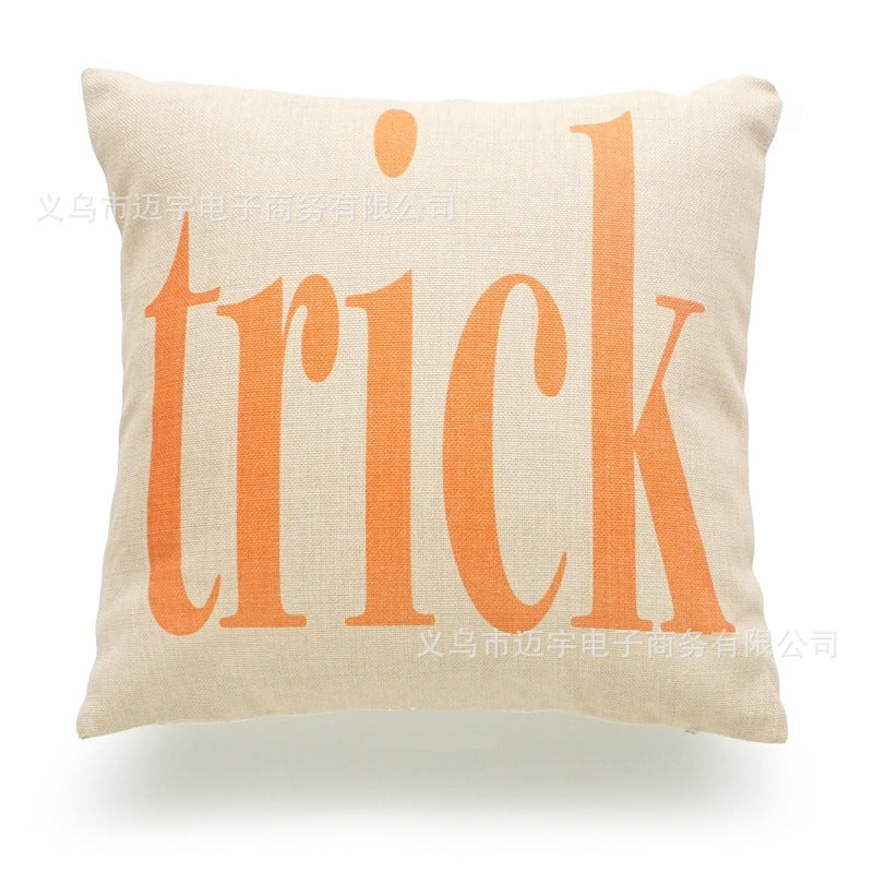 HKM-241363 Halloween Decorative Pillowcase for Living Room, Bedroom, and More - Cotton and Linen Blend, 45x45cm