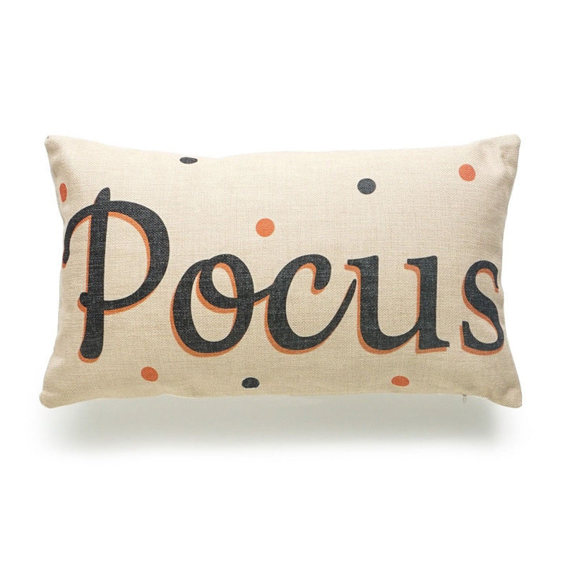 HKM-241363 Halloween Decorative Pillowcase for Living Room, Bedroom, and More - Cotton and Linen Blend, 45x45cm