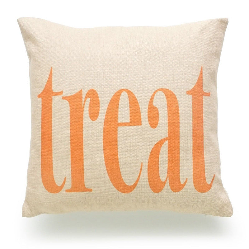 HKM-241363 Halloween Decorative Pillowcase for Living Room, Bedroom, and More - Cotton and Linen Blend, 45x45cm