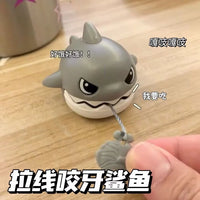 HKM-241363 Interactive Pull Line Shark Keyring Toy – Cute Miniature Shark Pendant for Key Holders