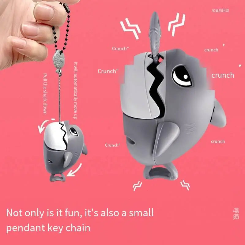 HKM-241363 Interactive Pull Line Shark Keyring Toy – Cute Miniature Shark Pendant for Key Holders