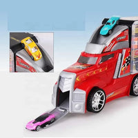 HKM-241491 Diecast Container Truck with Small Alloy Cars for Kids Ages 2 and Up