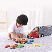 HKM-241491 Diecast Container Truck with Small Alloy Cars for Kids Ages 2 and Up