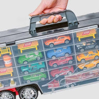 HKM-241491 Diecast Container Truck with Small Alloy Cars for Kids Ages 2 and Up