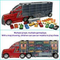 HKM-241491 Diecast Container Truck with Small Alloy Cars for Kids Ages 2 and Up
