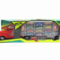 HKM-241491 Diecast Container Truck with Small Alloy Cars for Kids Ages 2 and Up