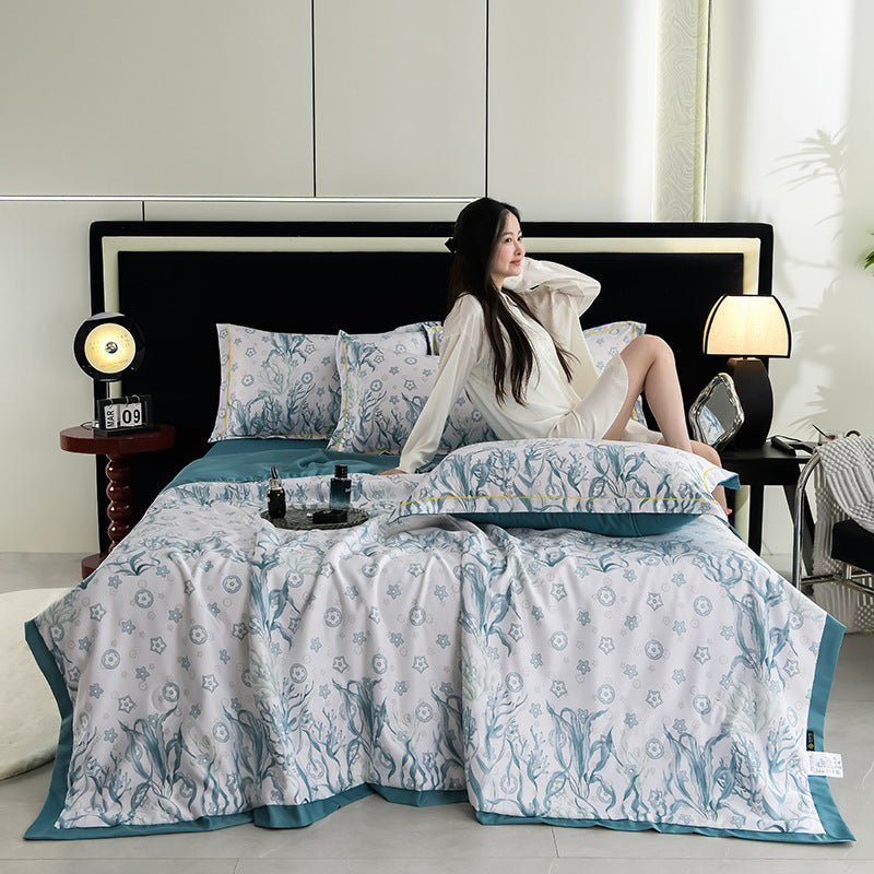 HKM-241683 Cooling Washed Tencel Summer Duvet Set - Four Piece, Multiple Sizes Available