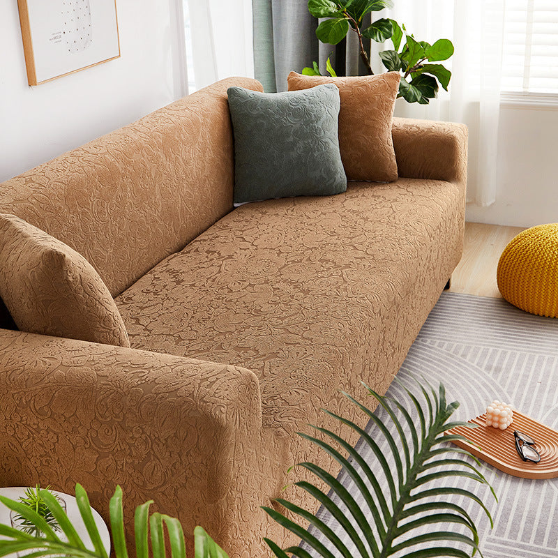 HKM-241747 Universal Four Seasons Thick Polyester Sofa Cover in Modern Solid Color
