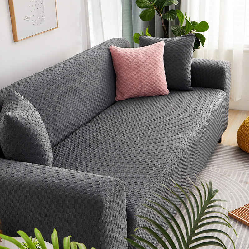 HKM-241747 Universal Four Seasons Thick Polyester Sofa Cover in Modern Solid Color