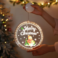 HKM-241811 Battery-Powered LED Hanging Light with Snowflake and Elk Ornaments for Holiday Decor