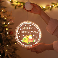HKM-241811 Battery-Powered LED Hanging Light with Snowflake and Elk Ornaments for Holiday Decor