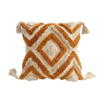HKM-241811 Bohemian Geometric Tufted Pillow Cover with Tassels - 45x45cm