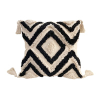 HKM-241811 Bohemian Geometric Tufted Pillow Cover with Tassels - 45x45cm