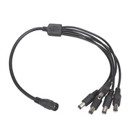 HKM-241875 12V Monitoring Power Cord, DC One-in-Four Connector, 20A Current, Black, 0.39m Length