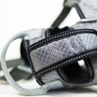 HKM-241875 Medium Dog Chest Strap in Gray, Red, and Blue - Adjustable Polyester Harness for Dogs Sizes S-XL