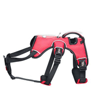 HKM-241875 Medium Dog Chest Strap in Gray, Red, and Blue - Adjustable Polyester Harness for Dogs Sizes S-XL