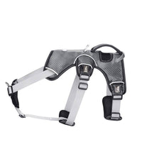 HKM-241875 Medium Dog Chest Strap in Gray, Red, and Blue - Adjustable Polyester Harness for Dogs Sizes S-XL