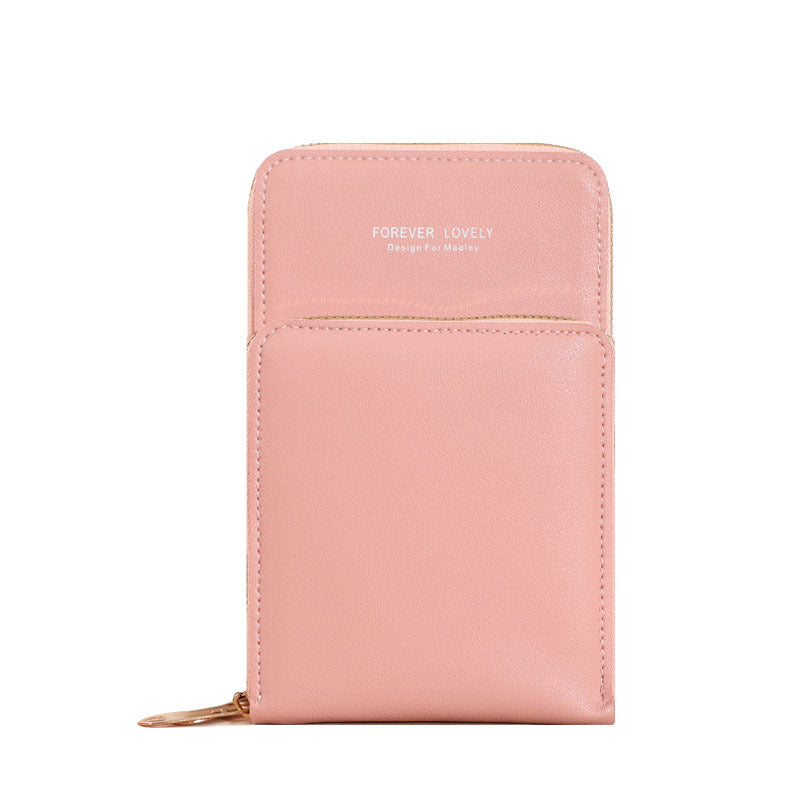 HKM-241939 Korean Style Touch Screen Mini Wallet in PU Leather with Zipper Closure and Multiple Color Options