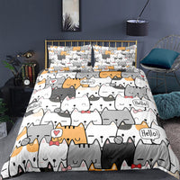 HKM-242003 Kitty Series Cartoon Quilt Cover and Pillowcase Set in Various Sizes