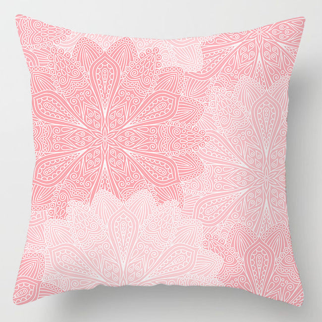 HKM-242067 Modern Floral Peach Skin Cushion Cover - 45x45cm, Soft Polyester Design