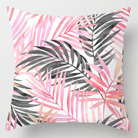 HKM-242067 Modern Floral Peach Skin Cushion Cover - 45x45cm, Soft Polyester Design