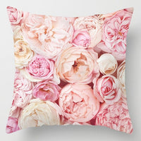 HKM-242067 Modern Floral Peach Skin Cushion Cover - 45x45cm, Soft Polyester Design