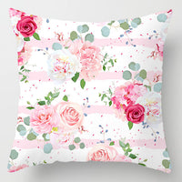 HKM-242067 Modern Floral Peach Skin Cushion Cover - 45x45cm, Soft Polyester Design