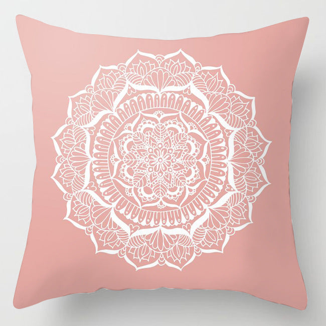 HKM-242067 Modern Floral Peach Skin Cushion Cover - 45x45cm, Soft Polyester Design