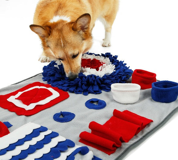 HKM-242323 Interactive Sniffing Blanket for Pets - Soft Fleece Snuffle Training Toy for Calm Feeding & Exercise