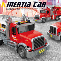 HKM-242323 Large Friction Fire Rescue Truck Toy for Boys, 1/10 Scale Plastic Vehicle, Ages 2-13
