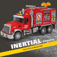 HKM-242323 Large Friction Fire Rescue Truck Toy for Boys, 1/10 Scale Plastic Vehicle, Ages 2-13