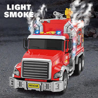 HKM-242323 Large Friction Fire Rescue Truck Toy for Boys, 1/10 Scale Plastic Vehicle, Ages 2-13