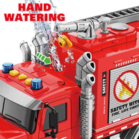 HKM-242323 Large Friction Fire Rescue Truck Toy for Boys, 1/10 Scale Plastic Vehicle, Ages 2-13