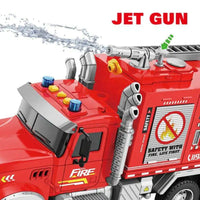 HKM-242323 Large Friction Fire Rescue Truck Toy for Boys, 1/10 Scale Plastic Vehicle, Ages 2-13