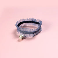 HKM-242387 Velvet Lace Wood Ear Elastic Adjustable Pet Bell Collar Cat Dog Rabbit Insect Repellent Collar Necklace Dog