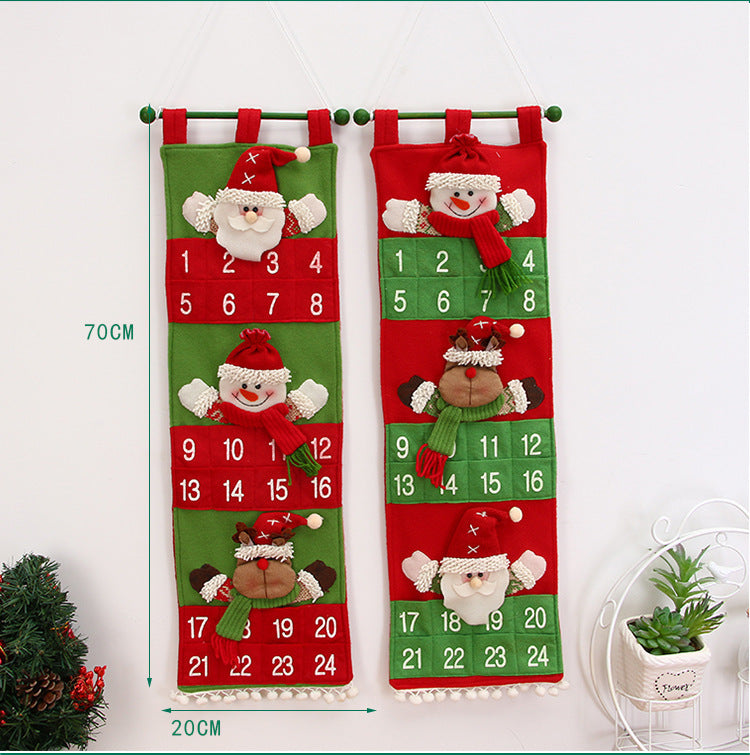 HKM-242451 Christmas Hanging Bag for Doll Calendar Storage - Non-Woven Fabric, Handcrafted Design