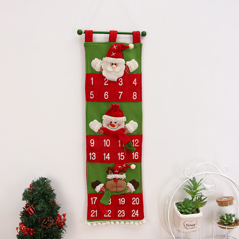 HKM-242451 Christmas Hanging Bag for Doll Calendar Storage - Non-Woven Fabric, Handcrafted Design