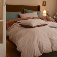 HKM-242515 Jacquard Cotton Quilt Cover Set - Striped Pure Cotton Bedding for 1.2m to 2.0m Beds