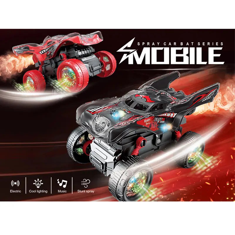 HKM-242643 Cool Electric Spray Light Stunt Car for Kids, Battery Operated with Music and Lights