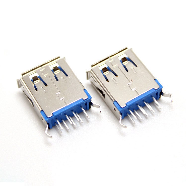 HKM-242707 90 Degree USB 3.0 Female Horizontal Socket DIP Connector with Copper and Iron Shells