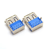 HKM-242707 90 Degree USB 3.0 Female Horizontal Socket DIP Connector with Copper and Iron Shells