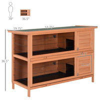 HKM-242835 2-Tier Outdoor Rabbit Hutch with Removable Dividers and Pull-Out Trays - Orange