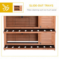 HKM-242835 2-Tier Outdoor Rabbit Hutch with Removable Dividers and Pull-Out Trays - Orange