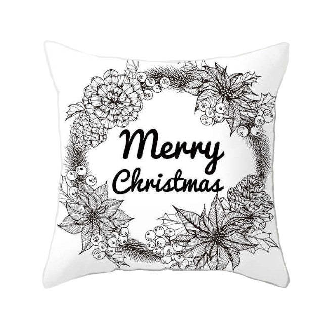 HKM-242899 Christmas Floral Peach Skin Pillowcase - 45x45cm, Cozy Cushion Cover for Home Décor