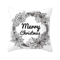 HKM-242899 Christmas Floral Peach Skin Pillowcase - 45x45cm, Cozy Cushion Cover for Home Décor