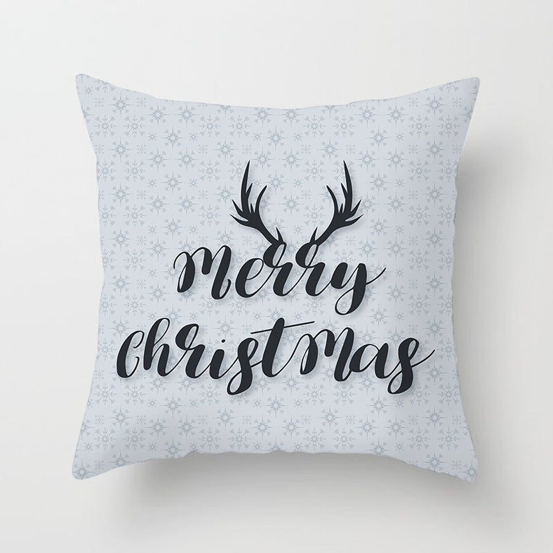 HKM-242899 Christmas Floral Peach Skin Pillowcase - 45x45cm, Cozy Cushion Cover for Home Décor