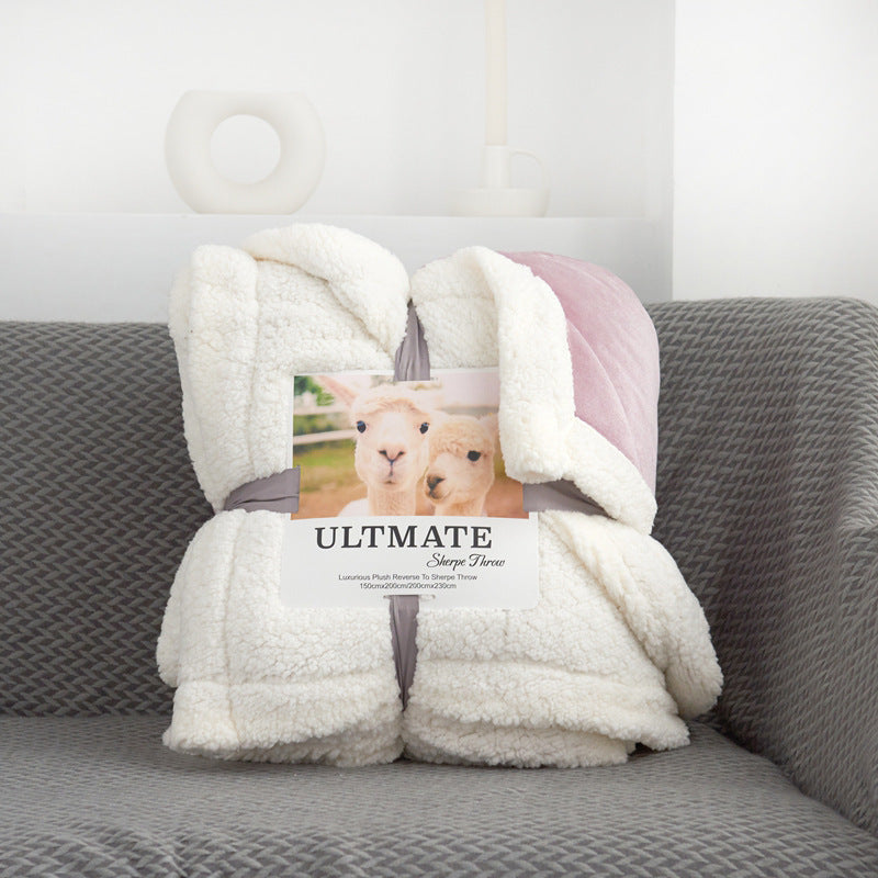 HKM-243155 Multifunctional Double-layer Thick Warm Lamb Wool Blanket and Duvet Cover - Available in Various Colors