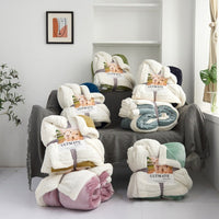 HKM-243155 Multifunctional Double-layer Thick Warm Lamb Wool Blanket and Duvet Cover - Available in Various Colors