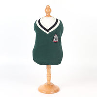 HKM-243283 Knitted Cotton V-neck Vest for Pets - Autumn Winter Collection in Green, Wine Red, Khaki